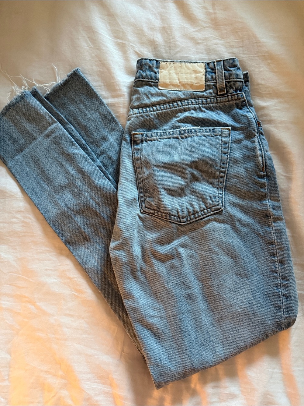 GRLFRND Light Blue High-Rise Straight Leg Jeans